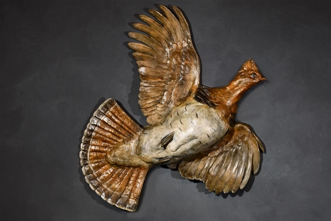 Flushing Ruffed Grouse - Life Size Bronze Sculpture - Edition Limited to 30