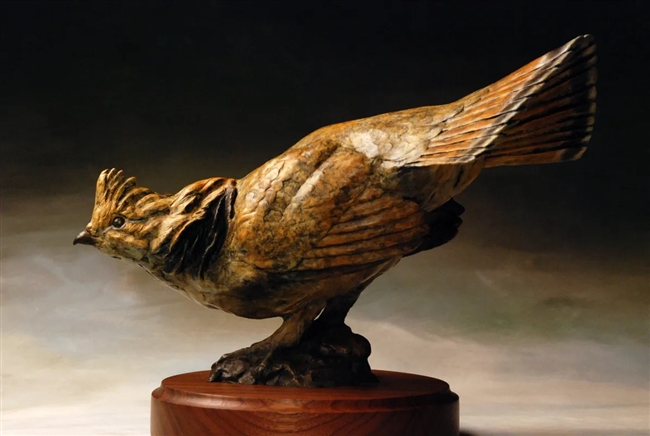 Ole' Ruff - Life Size Ruffed Grouse Bronze Bronze Sculpture