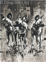 Raw Africa - Wild Dogs  -  Oil On Canvas Original by Doug Giles