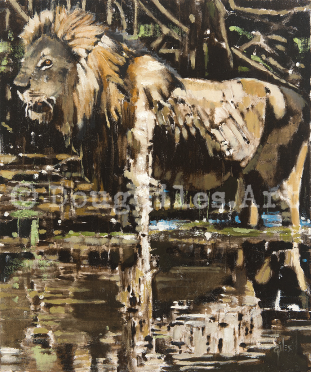 Simba In The Swamp - Oil On Canvas Original by Doug Giles