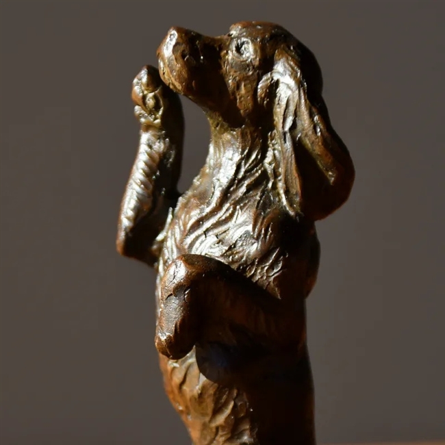 Wee Beggar - Begging Boykin Spaniel Mini Bronze Sculpture