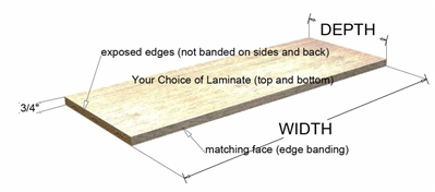 Replacement EXPOSED Adjustable Shelf (3/4" TEXTURED LAMINATE, matches door material)