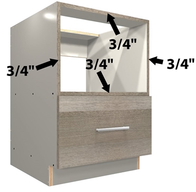 Base appliance case with top appliance opening and lower bottom drawer