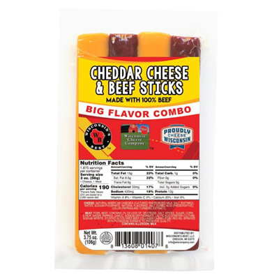 3.75 oz. Processed Cheddar Cheese & Beef Sticks
