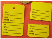 Yellow LARGE COUPON HANG Price Label Tag Clothing Tagging Tags Gun Two part