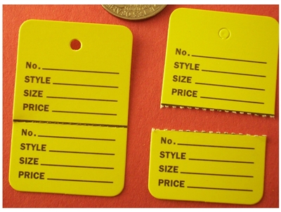 Yellow LARGE COUPON HANG Price Label Tag Clothing Tagging Tags Gun Two part