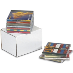 Mailer, 10 5/16 x 5 x 5 9/16" Outside Tuck CD Jewel Case Corrugated Mailer - Holds 25 CD's, 50/Bundl
