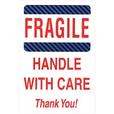 LABELS, 4" x 6", FRAGILE HWC THANK YOU, 500/ROLL