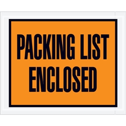 4 1/2" x 5 1/2" Orange "Packing List Enclosed" Envelopes