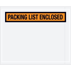 4 1/2" x 5 1/2" Orange "Packing List Enclosed" Envelopes 1000/Case