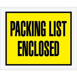 4 1/2" x 5 1/2" Yellow "Packing List Enclosed" Envelopes 1000/Case