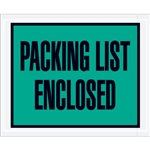 4 1/2" x 5 1/2" Green "Packing List Enclosed" Envelopes 1000/Case