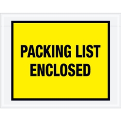 7" x 5 1/2" Yellow "Packing List Enclosed" Envelopes 1000/Case