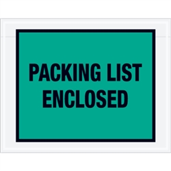 7" x 5 1/2" Green "Packing List Enclosed" Envelopes 1000/Case