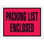 4 1/2" x 6" Red (Open End) "Packing List Enclosed" Envelopes 1000/Case
