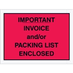 4 1/2" x 6" Red "Important Invoice and/or Packing List Enclosed" Envelopes 1000/Case