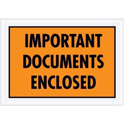 5 1/4" x 7 1/2" Orange "Important Documents Enclosed" Envelopes 1000/Case