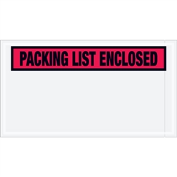 5 1/2" x 10" Red "Packing List Enclosed" Envelopes 1000/Case