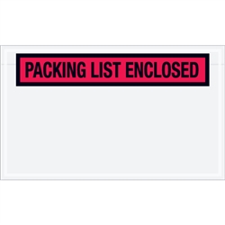 4 1/2" x 7 1/2" Red "Packing List Enclosed" Envelopes 1000/Case