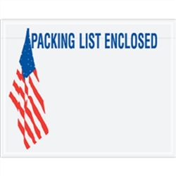 7" x 5 1/2" U.S.A. Flag "Packing List Enclosed" Envelopes 1000/Case
