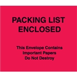 7" x 6" Red (Paper Face) "Packing List Enclosed" Important Papers Enclosed Envelopes 1000/Case