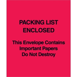5" x 6" Red (Paper Face) "Packing List Enclosed This Envelope Contains?" 1000/Case