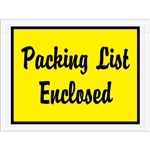 4 1/2" x 6" Yellow "Packing List Enclosed" Envelopes 1000/Case