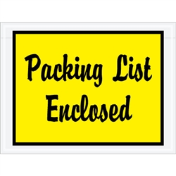 4 1/2" x 6" Yellow "Packing List Enclosed" Envelopes 1000/Case