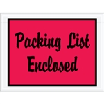 4 1/2" x 6" Red "Packing List Enclosed" Envelopes 1000/Case