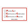5 1/2" x 10" "Packing List/Cert of Compliance/Cert. of Analysis Enclosed" Envelopes 1000/Case