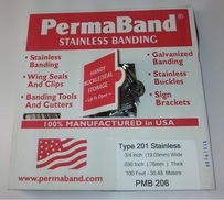 STAINLESS BANDING, TYPE 201, 3/4" X .030, BOXED, 100 FT/COIL