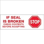 TAPE, PRINTED "STOP IF SEAL IS BROKEN", 2" X 110 YD, 36/CS, WHITE/RED