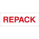 TAPE, PRINTED "REPACK", 2" X 110 YD, 36/CS, WHITE/RED