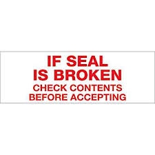 TAPE, PRINTED "IF SEAL IS BROKEN", 3" X 110 YD, 24/CS, WHITE/RED