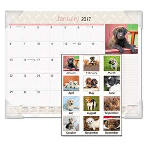 AT-A-GLANCE Puppies Monthly Desk Pad Calendar, 22 x 17, 2017