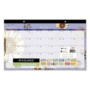 AT-A-GLANCE Paper Flowers Compact Monthly Desk Pad, 17 3/4 x 10 7/8, 2017