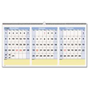 AT-A-GLANCE QuickNotes Three-Month Wall Calendar, Horizontal Format, 23 1/2 x 12, 2016-2018