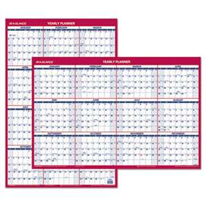 AT-A-GLANCE Erasable Vertical/Horizontal Wall Planner, 24 x 36, Blue/Red, 2017