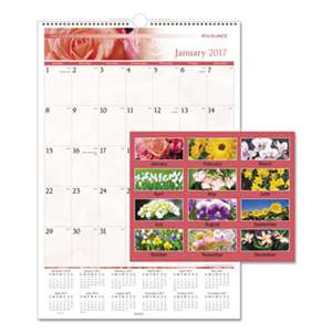 AT-A-GLANCE Floral Wall Calendar, 15 1/2 x 22 3/4, Floral, 2017