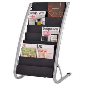 ALBA Literature Floor Rack, 16 Pocket, 23 x 19 2/3 x 36 2/3, Silver Gray/Black