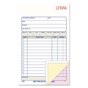 CARDINAL BRANDS INC. Carbonless Sales Order Book, Three-Part Carbonless, 4-3/16 x 7 3/16, 50 Sheets