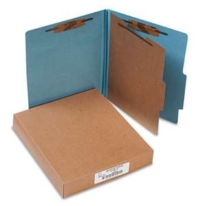 ACCO BRANDS, INC. Pressboard 25-Pt Classification Folders, Letter, 4-Section, Sky Blue, 10/Box