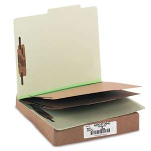 ACCO BRANDS, INC. Pressboard 25-Pt Classification Folders, Letter, 6-Section, Leaf Green, 10/Box