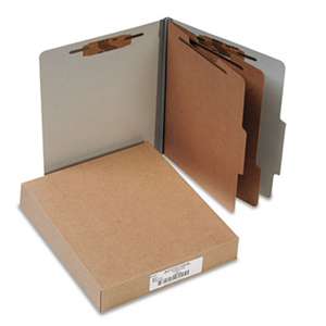 ACCO BRANDS, INC. Pressboard 25-Pt Classification Folders, Letter, 6-Section, Mist Gray, 10/Box