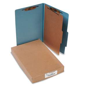 ACCO BRANDS, INC. Pressboard 25-Pt Classification Folders, Legal, 4-Section, Sky Blue, 10/Box