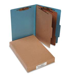 ACCO BRANDS, INC. Pressboard 25-Pt Classification Folders, Legal, 6-Section, Sky Blue, 10/Box