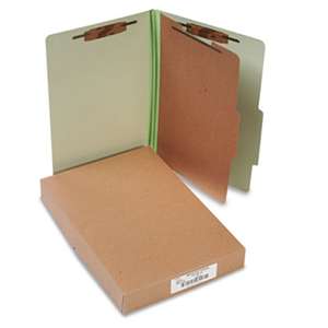 ACCO BRANDS, INC. Pressboard 25-Pt Classification Folders, Legal, 4-Section, Leaf Green, 10/Box