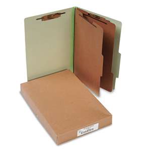 ACCO BRANDS, INC. Pressboard 25-Pt Classification Folders, Legal, 6-Section, Leaf Green, 10/Box