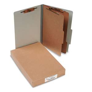 ACCO BRANDS, INC. Pressboard 25-Pt Classification Folders, Legal, 6-Section, Mist Gray, 10/Box