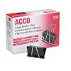 ACCO BRANDS, INC. Large Binder Clips, Steel Wire, 1 1/16" Cap, 2"w, Black/Silver, Dozen